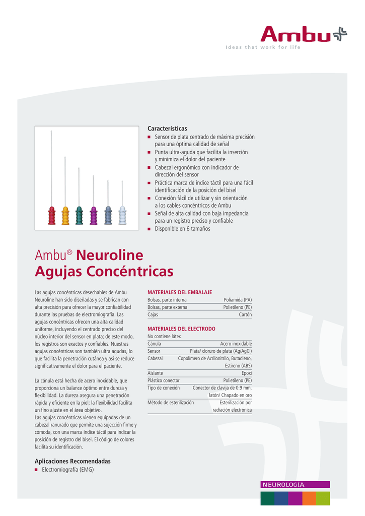 Aguja Concentrica / AMBU Neuroline / 25X0.30mm / 30G / Gris Claro / Caja 25 uds.