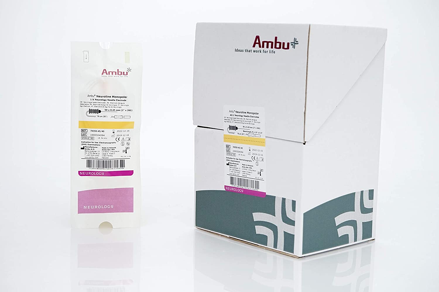 Aguja Monopolar / AMBU Neuroline / 38x0.45mm / 26G / Verde / Caja 40 uds.